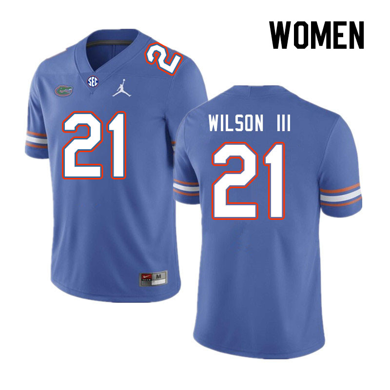 Women #21 Eugene Wilson III Florida Gators College Football Jerseys Stitched Sale-Royal